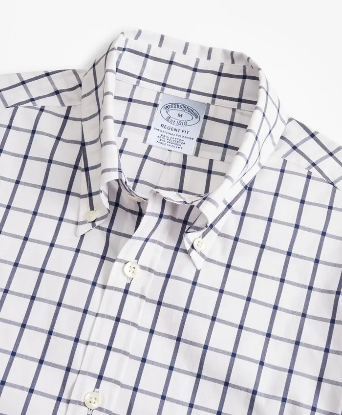 Brooks Brothers Sport Shirts Regent Fitted Sport Shirt Performance Series With COOLMAX Windowpane Navy 8211 Men Brooks Brothers Sport Shirts Regent Fitted Sport Shirt Performance Series With COOLMAX Windowpane Navy 8211 Men