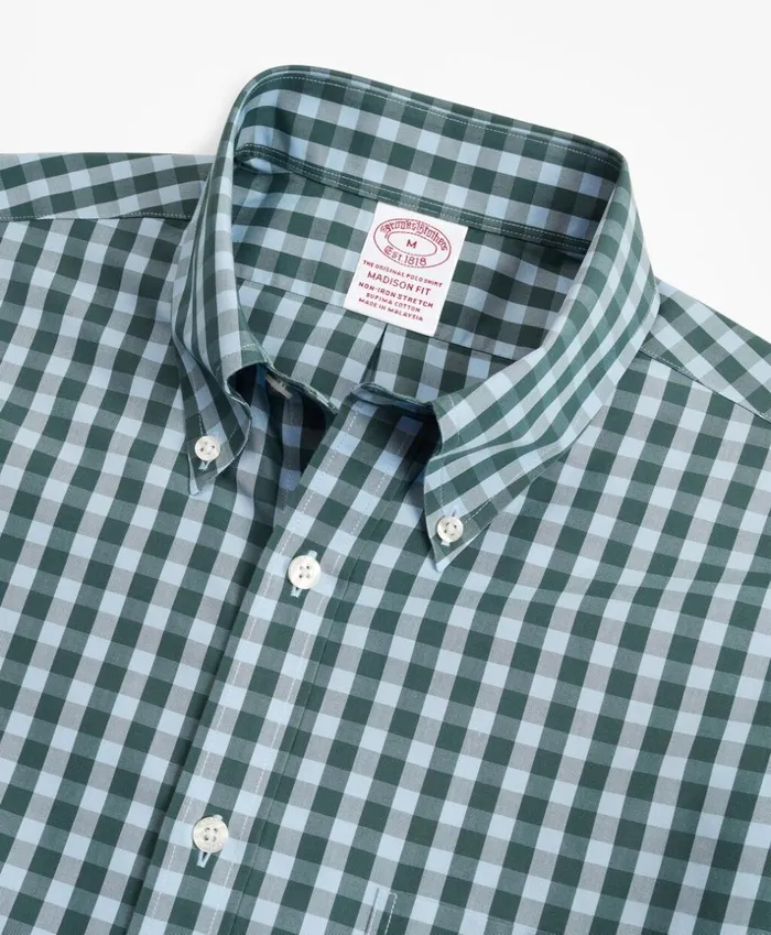 Brooks Brothers Sport Shirts Stretch Madison ClassicFit Sport Shirt NonIron Gingham Teal 8211 Men Brooks Brothers Sport Shirts Stretch Madison ClassicFit Sport Shirt NonIron Gingham Teal 8211 Men