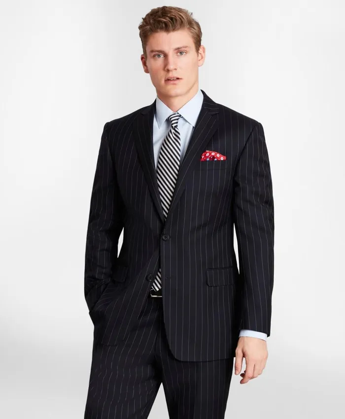 Brooks Brothers Suits BrooksGate MilanoFit BeadStripe Twill Suit Jacket Navy 8211 Men
