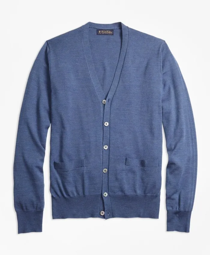 Brooks Brothers Sweaters BrooksTech Merino Wool ButtonFront Cardigan Denim 8211 Men