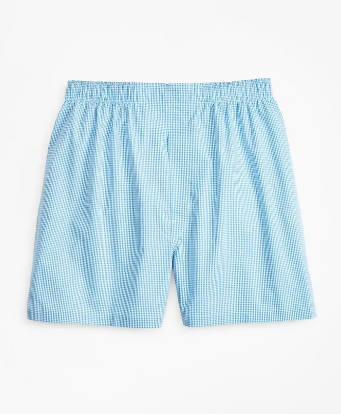 Brooks Brothers Underwear and Socks Traditional Fit Gingham Boxers Medium Blue 8211 Men