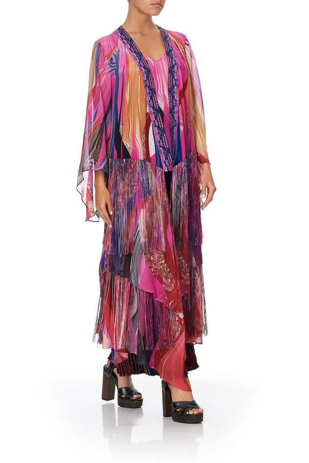 Camilla Kaftans and Coverups Women Robe With Double Layered Hem Folk River