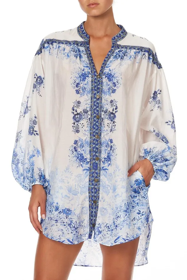 Camilla Mini Dresses Women Blouson Sleeve Shirt Dress High Tea