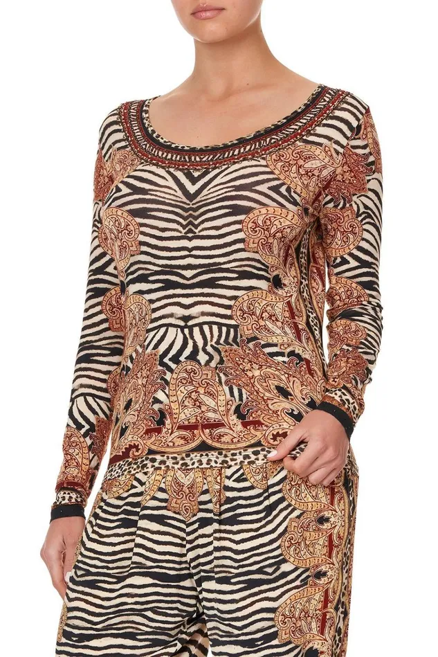 Camilla Tees Women Long Sleeve Fitted Top Wild Fire