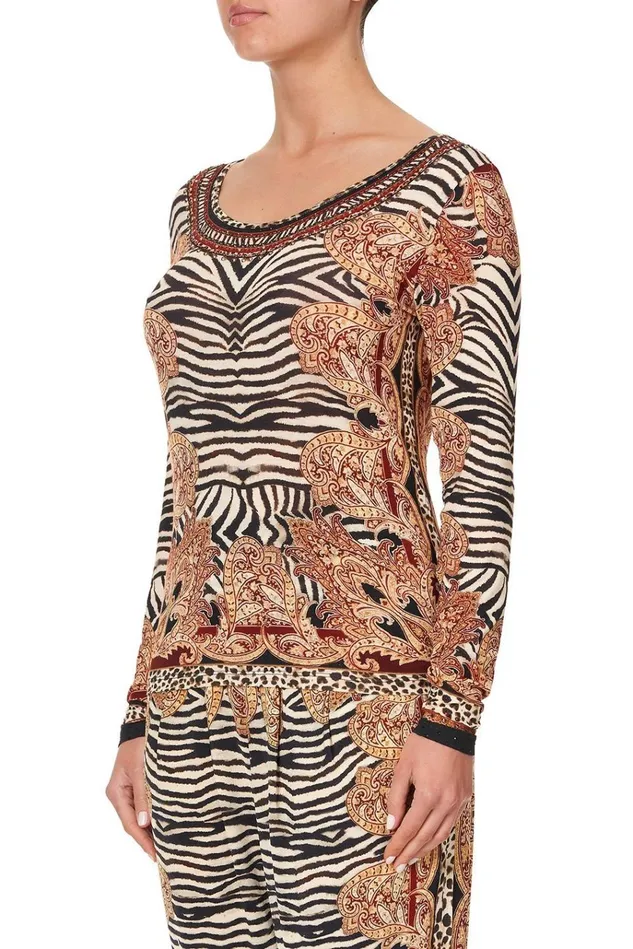 Camilla Tees Women Long Sleeve Fitted Top Wild Fire
