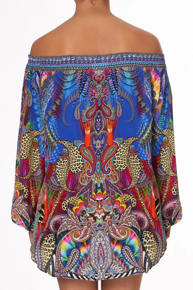 Camilla Tops Women Neck Tie Gathered Blouse Psychedelica