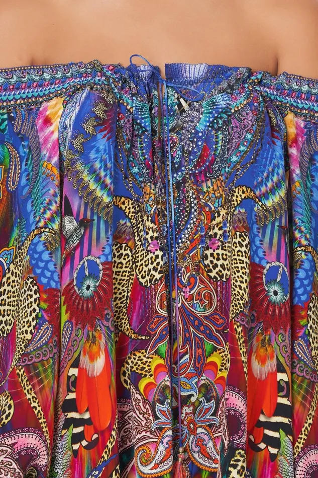 Camilla Tops Women Neck Tie Gathered Blouse Psychedelica