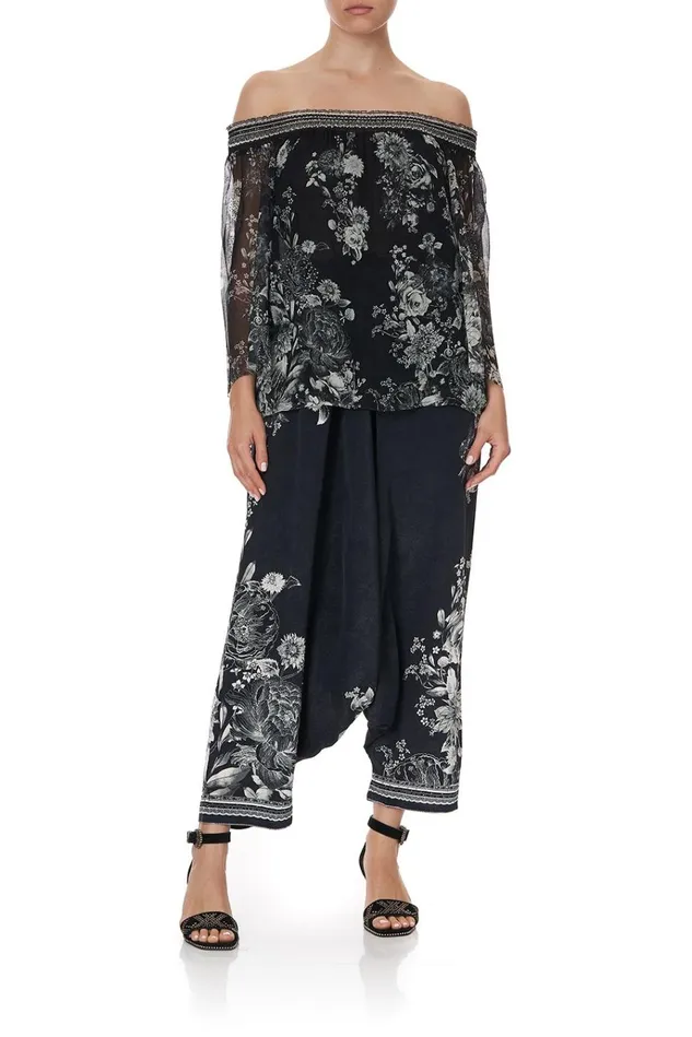 Camilla Tops Women Off Shoulder Shirred Blouse Moonshine Bloom