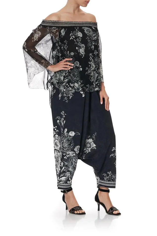 Camilla Tops Women Off Shoulder Shirred Blouse Moonshine Bloom