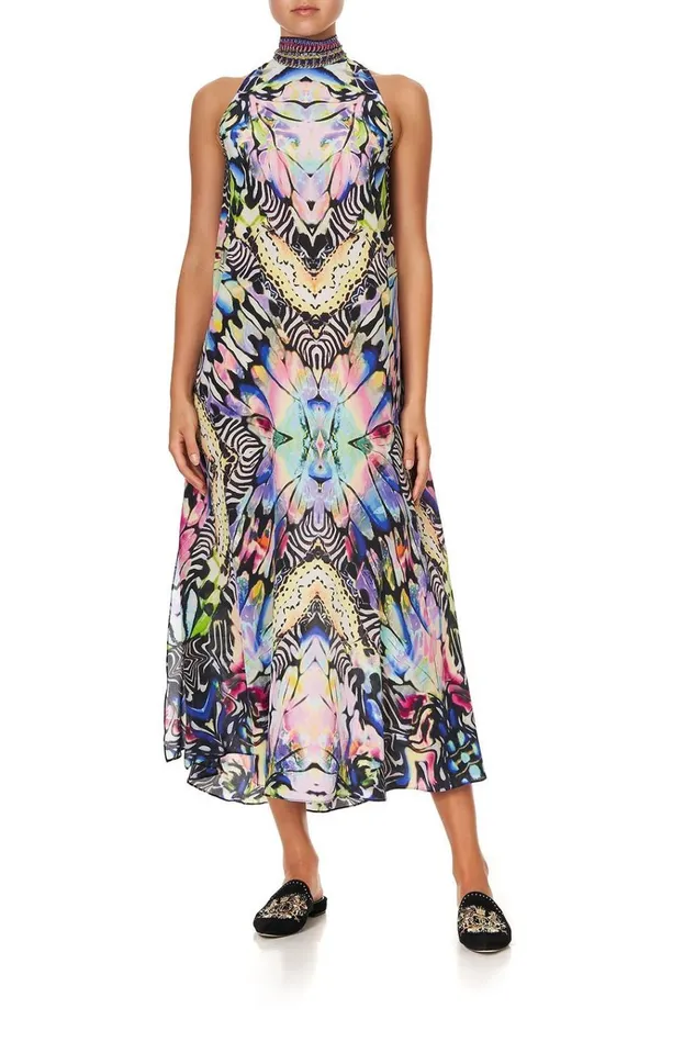 Camilla Wedding Guest Dresses Women High Neck Dress With Back Neck Tie Trance Temptation