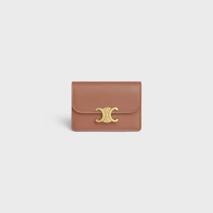 Card Holder With Flap Triomphe In Shiny Calfskin Bronze Women CELINE CARD HOLDERS
