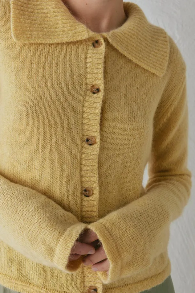 Cardigans Women VRG GRL Avery Knit Cardigan Lemon Cardigans Women VRG GRL Avery Knit Cardigan Lemon