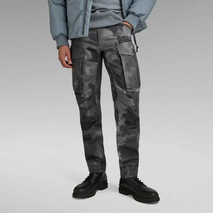 Cargos and Chinos Men GStar RAW Rovic Zip 3D Regular Tapered Pants Dk Black Blurry Camo