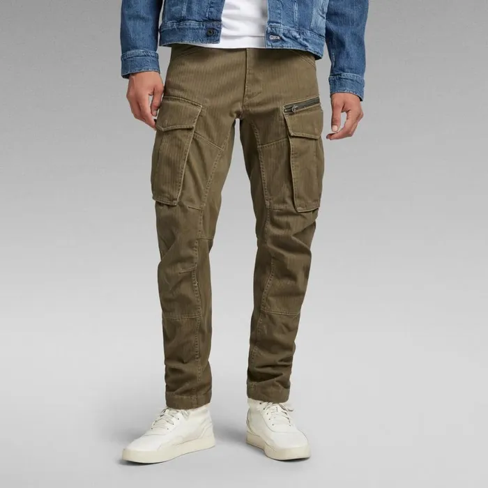 Cargos and Chinos Men GStar RAW Rovic Zip 3D Regular Tapered Pants Shadow Olive