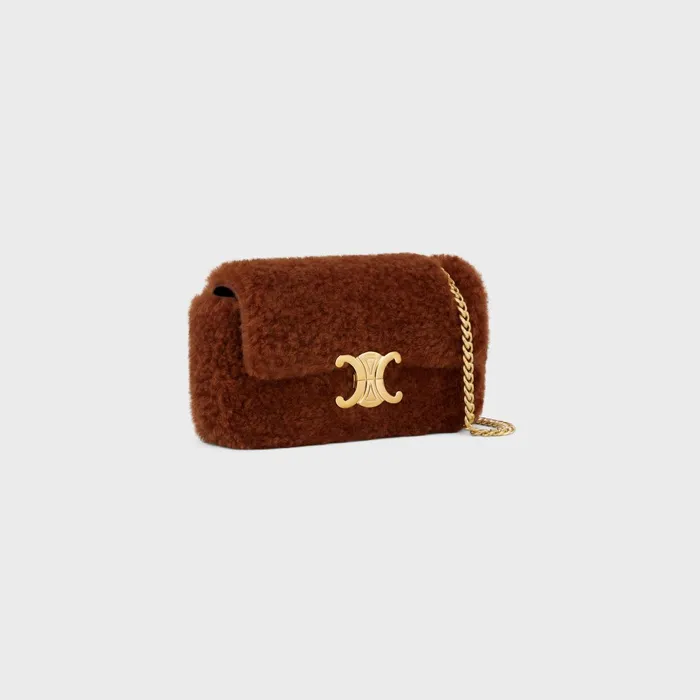 Chain Shoulder Bag Claude In Shearling Fox Red Women CELINE CLAUDE Chain Shoulder Bag Claude In Shearling Fox Red Women CELINE CLAUDE