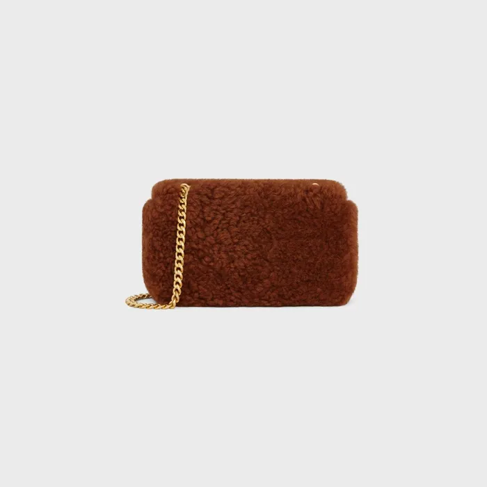 Chain Shoulder Bag Claude In Shearling Fox Red Women CELINE CLAUDE Chain Shoulder Bag Claude In Shearling Fox Red Women CELINE CLAUDE