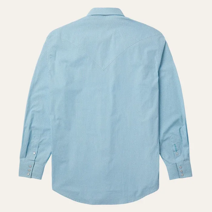Classic Cut Men Stetson Geo Western Shirt Blue