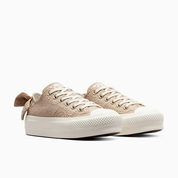 Converse Lift Platforms Chuck Taylor All Star Lift Bow Nutty Granolaegretlight Gold 8211 Women