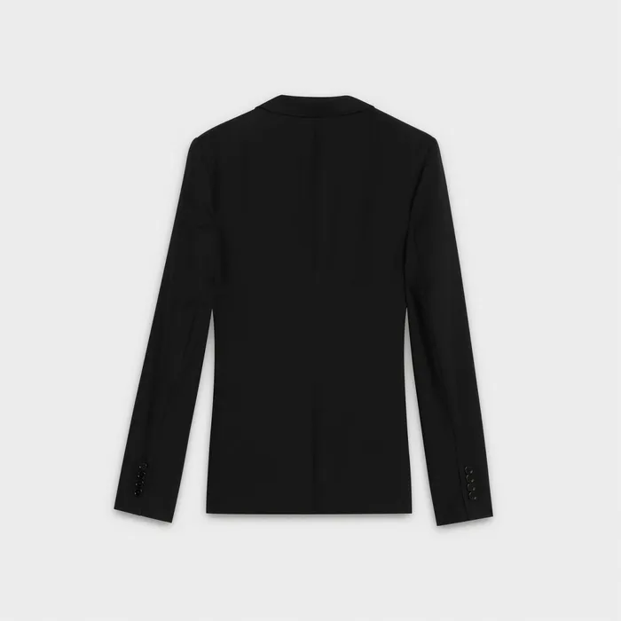 Cropped Jacket In Wool Gabardine Black Men CELINE JACKETS and TROUSERS