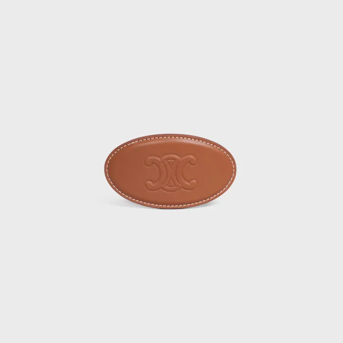 Cuir Triomphe Hair Clip In Calfskin And Steel Gold Tan Women CELINE HAIR ACCESSORIES