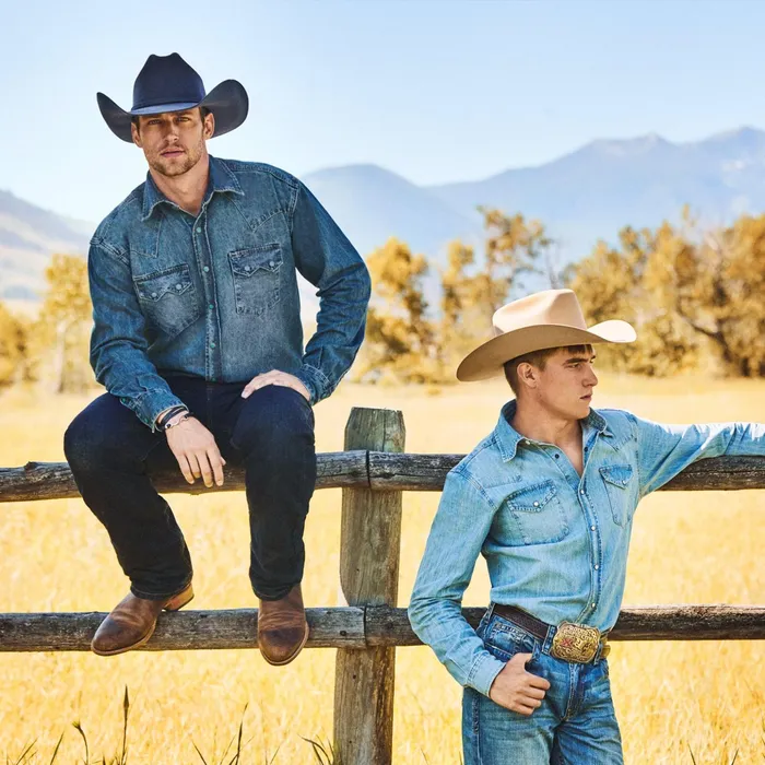Denim Shirts Men Stetson Turquoise Snap Western Denim Shirt Blue