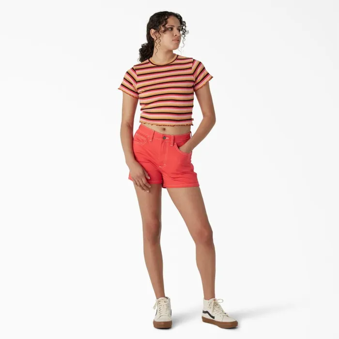 Dickies Cropped Tops Women039s Striped Cropped Baby TShirt Orange Explorer Stripe Orange Explorer Stripe axs 8211 Women Dickies Cropped Tops Women039s Striped Cropped Baby TShirt Orange Explorer Stripe Orange Explorer Stripe axs 8211 Women
