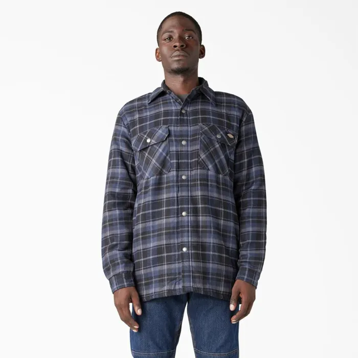 Dickies Outerwear Water Repellent FleeceLined Flannel Shirt Jacket NavyBlack Plaid Navyblack Plaid b2d 8211 Men