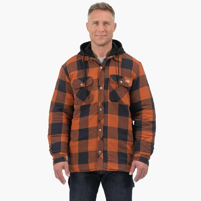Dickies Shirt Jackets Flannel Hooded Shirt Jacket Gingerbread Buffalo Plaid Gingerbread Buffalo Plaid gpb 8211 Men