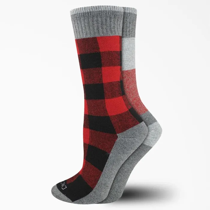 Dickies Socks Women039s Thermal Plaid Crew Socks Size 69 2Pack Red Plaid Red Plaid prd 8211 Women