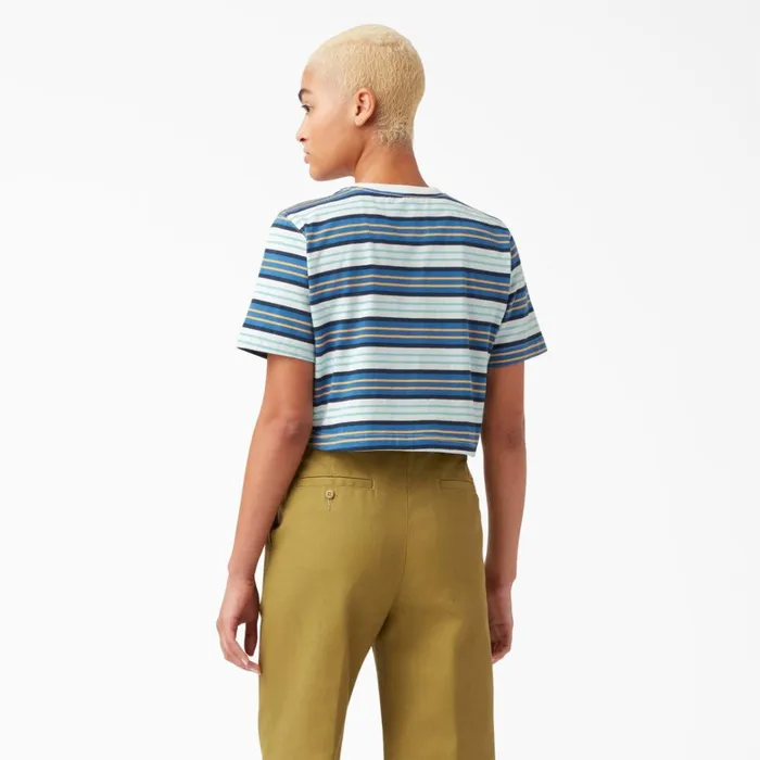 Dickies TShirts Womens Striped Cropped TShirt Cobalt Stripe Cobalt Stripe c2s 8211 Women