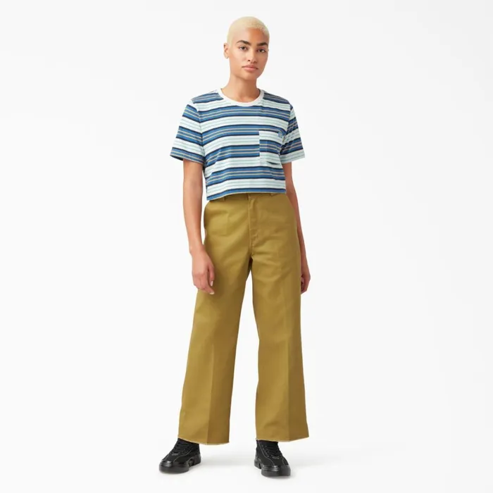 Dickies TShirts Womens Striped Cropped TShirt Cobalt Stripe Cobalt Stripe c2s 8211 Women