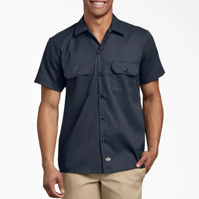 Dickies Work Shirts Slim Fit Short Sleeve Work Shirt Dark Navy Dark Navy dn 8211 Men