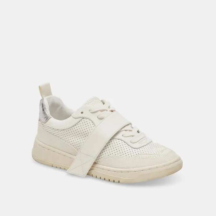 Dolce Vita Alvah Sneakers White Perforated Leather Women Sneakers