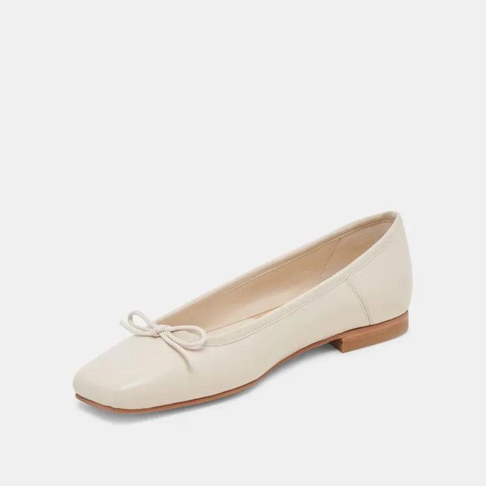 Dolce Vita Anisa Ballet Flats Creme Crinkle Patent Women Flats and Loafers
