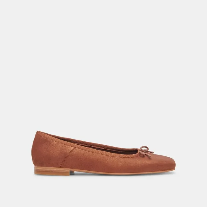 Dolce Vita Anisa Wide Ballet Flats Copper Metallic Suede Women Flats and Loafers