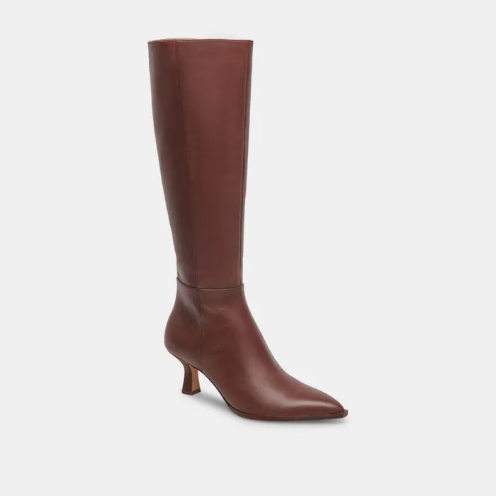 Dolce Vita Auggie Wide Calf Boots Chocolate Leather Women Boots and Booties