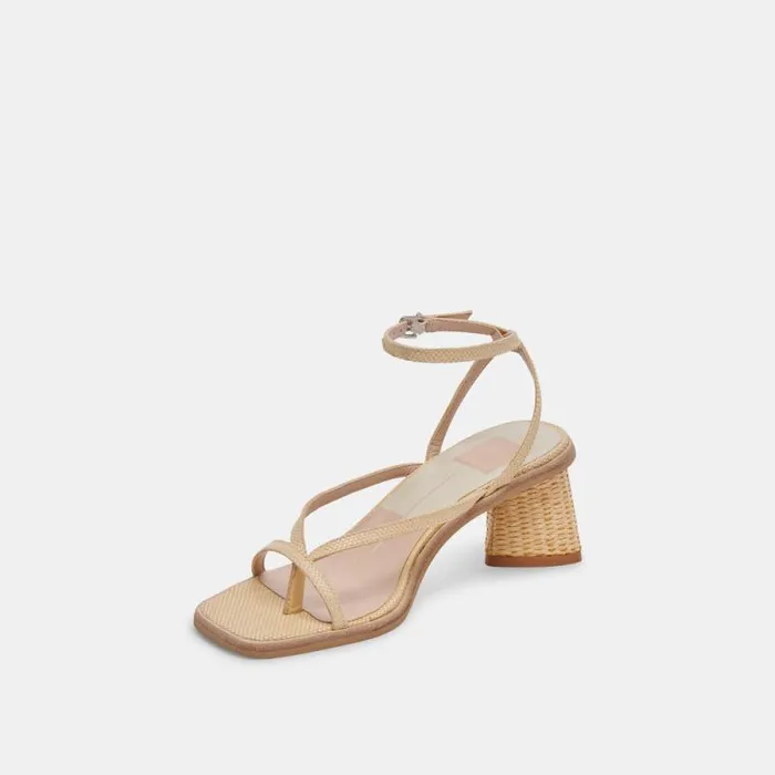 Dolce Vita Banita Sandals Lt Natural Raffia Women Heels
