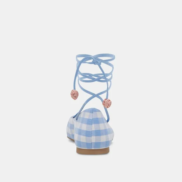 Dolce Vita Beate Ballet Flats White Blue Gingham Women Flats and Loafers