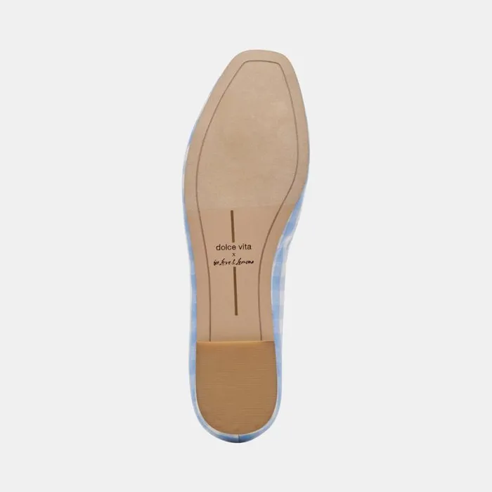 Dolce Vita Beate Ballet Flats White Blue Gingham Women Flats and Loafers