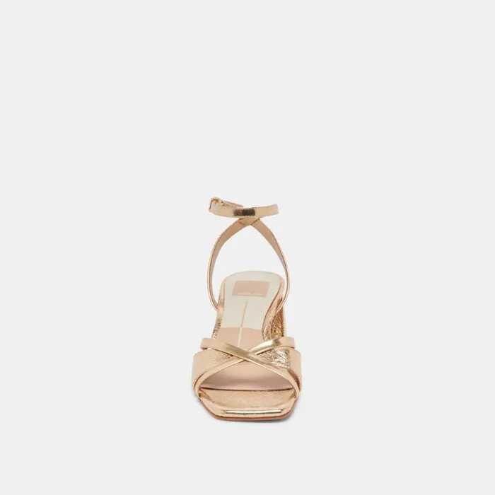 Dolce Vita Blakly Heels Gold Distressed Leather Women Heels