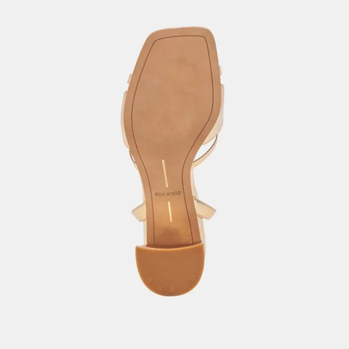 Dolce Vita Blakly Heels Gold Distressed Leather Women Heels