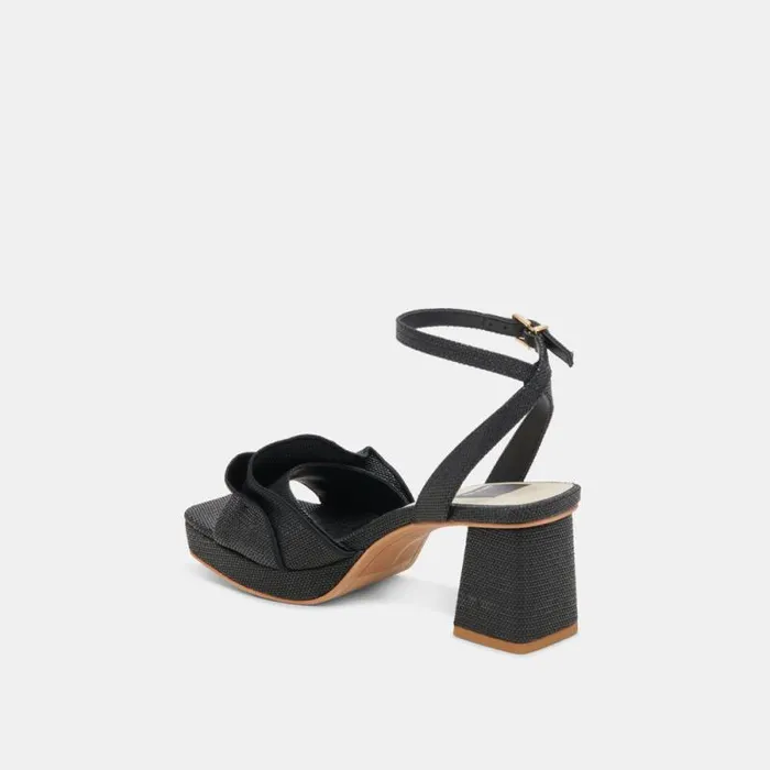 Dolce Vita Cheer Heels Black Raffia Women Heels