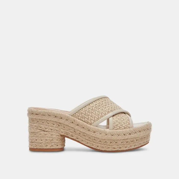 Dolce Vita Eldora Heels Natural White Raffia Women Wedges