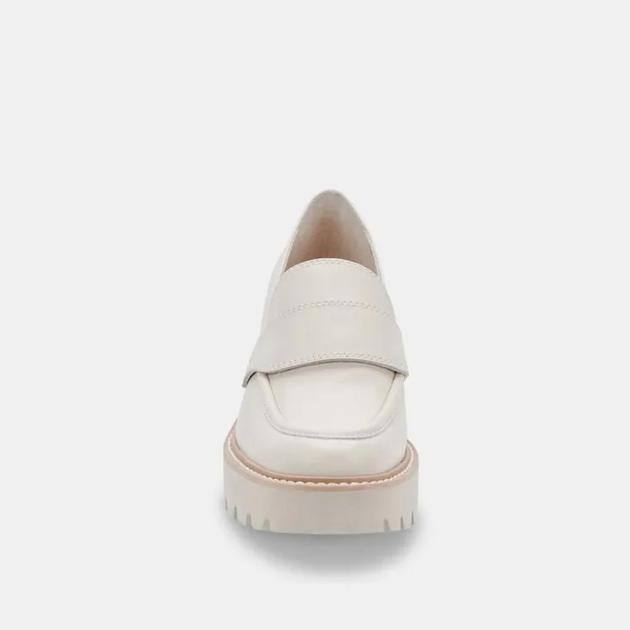 Dolce Vita Halona Loafers Ivory Leather Women Flats and Loafers