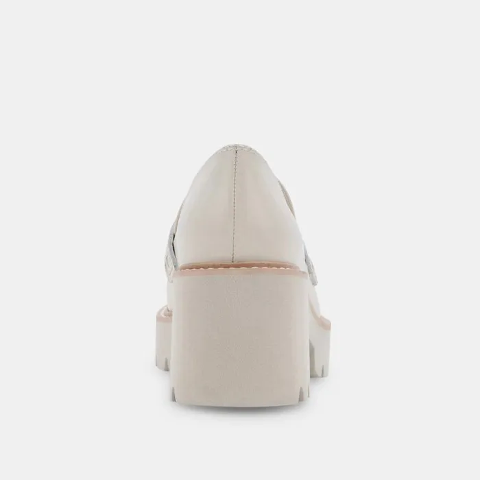 Dolce Vita Halona Loafers Ivory Leather Women Flats and Loafers
