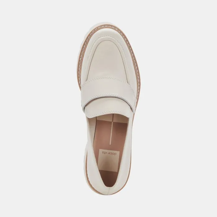 Dolce Vita Halona Loafers Ivory Leather Women Flats and Loafers