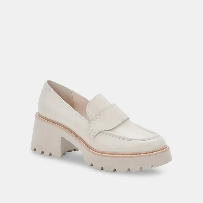 Dolce Vita Halona Loafers Ivory Leather Women Flats and Loafers