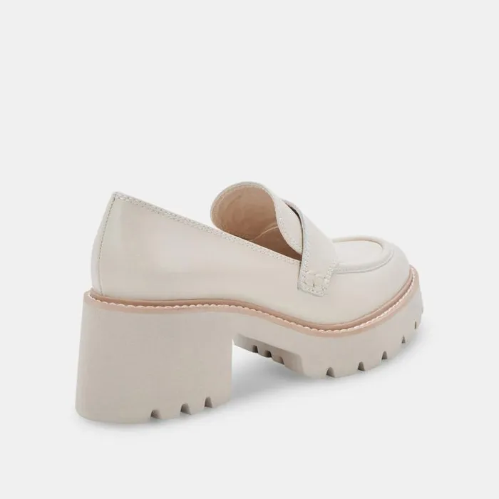 Dolce Vita Halona Loafers Ivory Leather Women Flats and Loafers
