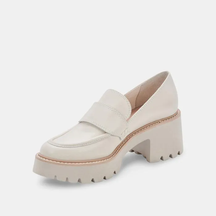 Dolce Vita Halona Loafers Ivory Leather Women Flats and Loafers