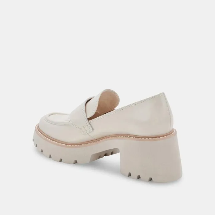 Dolce Vita Halona Loafers Ivory Leather Women Flats and Loafers